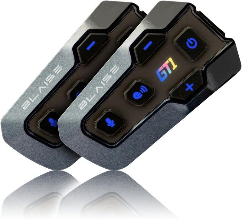 Logto Blasie GT1 Motorcycle Helmet Bluetooth Headset Intercom 2 Riders Music Share Helmet Communication System IPX6 Waterproof (Dual Pack-Black) - Image 1